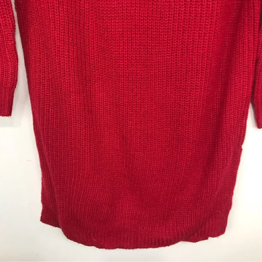 Ambiance Apparel Red Criss Cross Back Tunic Sweater NEW